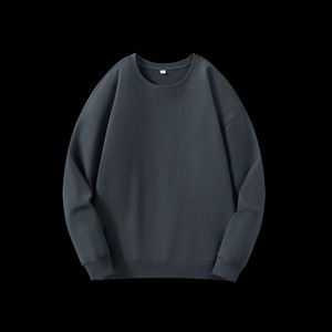 Autumn Men's 100% Cotton Crew Neck Sweatshirts 350gsm Oversized Loose Fit Terry Tops Solid Knitted Plus Customized Casual Style - Product Image 4