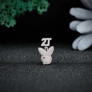 Custom Bunny Pendant VVS Moissanite Diamond Necklace 925 Sterling Silver Iced Out Rabbit Pendant Hip Hop Jewelry Personalized Lu - Product Image 1