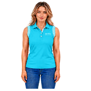 <b>Turquoise</b> Equestrian Sleeveless Patch Collar Polo <b>Shirt</b> for Women Slim Fit Horse Riding Training Top Customized Wholesale - Product Image 1