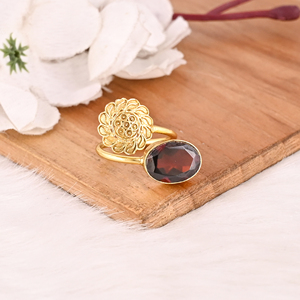 <b>Adjustable</b> Garnet Hydro Gemstone Gold Plated Brass <b>Ring</b> Handmade Stylish Jewelry for women - Product Image 3