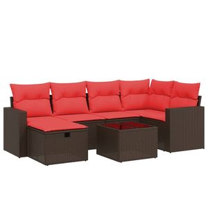 Juego de sofás de patio de ratán sintético marrón de 7 piezas con cojines, elegantes muebles de exterior - Product Image 2