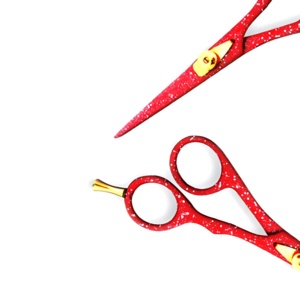 2024 Top vente pas cher barbier cheveux ciseaux Salon cisaillement haute qualité rasoir bord ciseaux logo personnalisé rouge cisaillement coiffure - Product Image 5