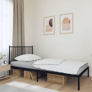 Base de Cama Doble de Acero con Recubrimiento en Polvo Negro, Cama Metálica Rectangular - Product Image 1