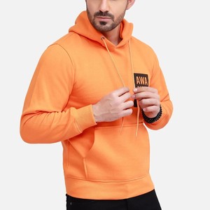 Sudadera con Capucha Unisex de Color Naranja Sólido, 100% Algodón, Corte Regular, Informal, Antiarrugas, Ecológica, para Invierno, con Bolsillo Delantero - Product Image 2