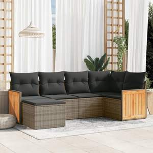 Conjunto de Sofá Mediano para Jardín, Ratán PE Gris con Acero con Recubrimiento en Polvo, Muebles Elegantes para Exteriores - Product Image 1