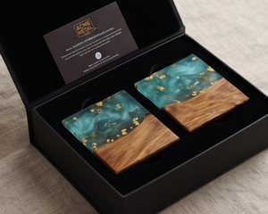 Premium Resin And Walnut Wood <b>Coasters</b> With Square Shape Perfect For Home Hotel Tableware Elegant Dining Accessory - Product Image 5