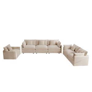 Divano Sezionale Moderno a 3 Posti con Seduta Extra Profonda, Divano Oversize a 3 Posti e Poltrona Singola per Soggiorno, Set da 3 Pezzi - Product Image 4