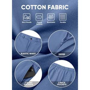 Custom <b>Men's</b> Classic-Fit 7\" Chino <b>Shorts</b> Summer Stretch Waist Cotton Twill Casual <b>Dress</b> <b>Shorts</b> with Pockets XS Sporty Style - Product Image 3