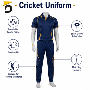 Uniforme de Cricket de Poliéster Unisex, Transpirable, de Secado Rápido, Ofrece Libertad de Movimiento para Jugadores en Sesiones de Juego Intensas - Product Image 6