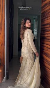 Diseñador moderno pesado Faux Georgette tela vestido étnico indio y paquistaní boda desgaste Sharara traje Palazzo Dupatta para adultos - Product Image 2