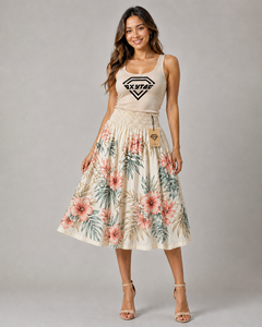Women Hawaiian Tropical Floral Maxi <b>Skirt</b> Beach Island Autumn Vacation Casual Breathable Quick Dry Lightweight Flowy Custom - Product Image 1