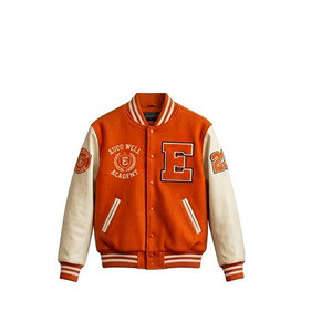 OEM Custom Vintage Oversized Unisex Reversible Plus Size Casual Varsity <b>Baseball</b> <b>Jacket</b> Bulk Wholesale Plain Blank Wool Blend - Product Image 2