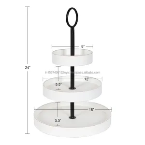 Présentoir à fruits en bois de manguier naturel à deux niveaux Organisateur rustique pour le rangement de la cuisine, les épices et les condiments - Product Image 2