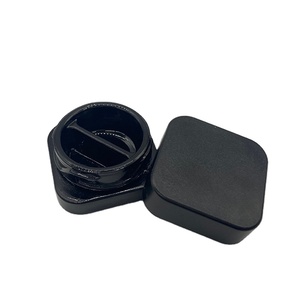 Pot en verre transparent noir avec séparateur à 2-3 voies résistant aux enfants pour concentré et cire solide - Product Image 1