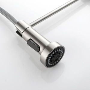 Rubinetto Commerciale da Cucina a Collo d'Oca Alto con Molla, Finitura Nichel Spazzolato, 3 Fori, in Acciaio Inossidabile, Estraibile - Product Image 4