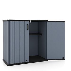 Armadio da Giardino Orizzontale in PP HDPE Grigio da 23,5 Piedi Cubi con Porta Chiudibile a Chiave per Attrezzi da Esterno - Product Image 6