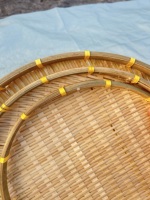 Vietnam Handgemaakte Natuurlijke Bamboe Ronde Serveerschalen Set van 3 Lichtgewicht Geweven Bamboe 42-36-30cm Ecologisch