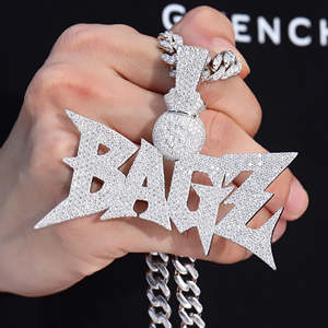 จี้ห้อยคอแบบกำหนดเองได้ พร้อมเพชรเลี้ยงในห้องปฏิบัติการ เงินแท้ 925 สร้อยคอแบบฮิปฮอปสลักข้อความส่วนตัว สำหรับงานแต่งงานและงานปาร์ตี้ - Product Image 2