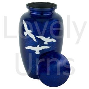 Urna Funeraria Soaring Azul para Cenizas de Adultos, Urna Metálica Conmemorativa, Elegante Accesorio Funerario con Diseño de Pájaro - Product Image 3