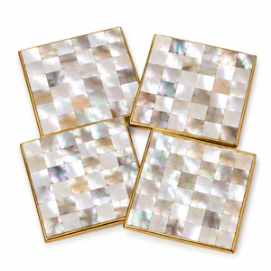 Juego de Posavasos Cuadrados de Lujo con Incrustaciones de Madreperla, Hechos a Mano, con Diseño de Tablero de Ajedrez, para Mesas de Café en Hoteles de Lujo - Product Image 1