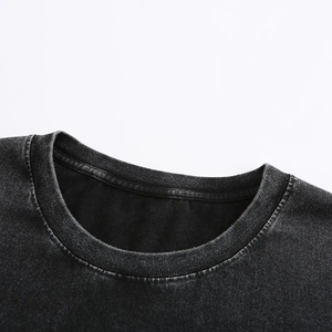 Camiseta de Algodón con Lavado Ácido, Estilo Vintage, Negra, Oversize, con Hombros Caídos, Personalizable con Estampado, Ajuste Relajado, para Gimnasio y Entrenamiento, Aspecto Premium - Product Image 3