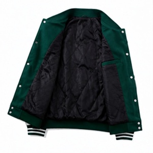 Chaqueta Letterman de Lana Verde y Blanca 2026 para Hombre, Abrigo Universitario de Béisbol, Largo Regular, con Logotipo Personalizado - Product Image 5