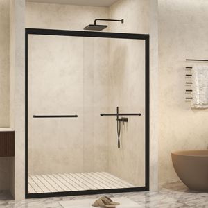Porta Doccia Scorrevole Doppia 50x72 Pollici con Vetro Temperato Antiesplosione, Telaio in Alluminio, Spessore 1/4 Pollici, Acciaio Inossidabile, Prodotto Premium - Product Image 3