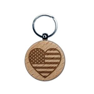 Porte-clés en bois gravé avec drapeau américain, breloque personnalisée, cadeau artisanal, souvenir pour la fête de l'indépendance, 4 juillet - Product Image 3
