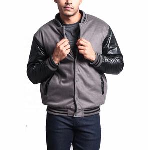 Veste universitaire en laine avec manches en cuir personnalisées, broderie streetwear, grande taille, style baseball vintage, pour hommes - Product Image 1