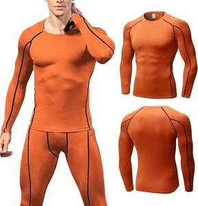 <b>Men's</b> Full Sleeve <b>Compression</b> <b>Shirt</b> Orange Spandex/Polyester Breathable Sublimation Printed Quick Dry Sport Top for Muscle - Product Image 3
