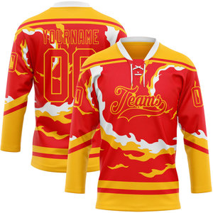 Maillot de hockey sur glace personnalisé, imprimé coucher de soleil tropical, col en V, manches trois quarts, polyester sublimé, vêtements unisexes pour adultes - Product Image 4