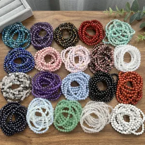 Natural Crystal <b>Bracelets</b> 6-10 mm Bead Healing Gemstone <b>Bracelets</b> Amethyst Onyx Chrysocolla Rose Quartz Lapis Selenite Amazonite - Product Image 1
