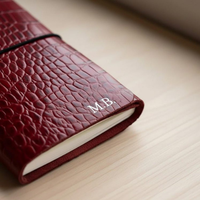 Couverture de carnet personnalisée en cuir gaufré crocodile rouge, monogramme sur mesure, format A6, rechargeable, cadeau d'écriture, Al Amir