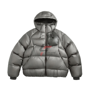 Veste matelassée épaisse en duvet de nylon pour homme, personnalisable avec logo, fabrication en usine, qualité supérieure, chaude et rembourrée. - Product Image 2