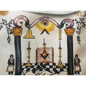 Tablier maçonnique personnalisé brodé en 3D, style classique, rouge, blanc, bordure dorée, accessoire de cérémonie pour franc-maçon - Product Image 5