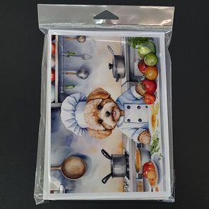 Maltipoo le chef Cartes de vœux A7 fantaisistes Lot de 8 cartes vierges avec enveloppes Taille 5x7 - Product Image 3
