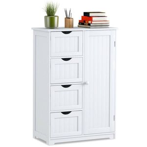 Armadietto in legno a 4 cassetti con porta per organizzazione - Product Image 1