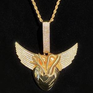Collier pendentif tête de cerf ailé, pavé de zircone cubique, chaîne en alliage plaqué rhodium, bijoux pour hommes - Product Image 4