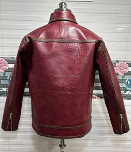 High Quality Winter Leather <b>Cow</b> Skin Bomber Jacket Windproof Waterproof Customized Color Logo Front Logo Men's Vintage Design - Product Image 4