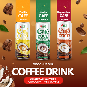เครื่องดื่มกาแฟนมมะพร้าววานิลลา กระป๋องอะลูมิเนียม 250 มล. VINUT เครื่องดื่มเวียดนาม ผู้ผลิตขายส่ง รับผลิตแบบ OEM ODM แบรนด์ส่วนตัว - Product Image 4