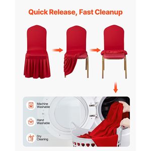 30pcs Red Polyester Spandex <b>Chair</b> Slipcovers Flat-Front <b>Stretch</b> <b>Chair</b> <b>Cover</b> for Wedding Party <b>Dining</b> or Banquet Co - Product Image 5