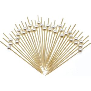 Stuzzicadenti Decorativi in Bambù Bianco Perla da 4,7 Pollici per Antipasti, Natale, Matrimoni e Feste - Product Image 1