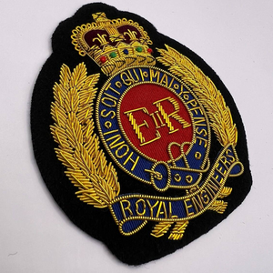 Custom Handmade Embroidered Bullion Wire Beaded Decoration Cap Badge Patch <b>Sew</b>-On Fabric Type Made In Pakistan Badges - Product Image 5
