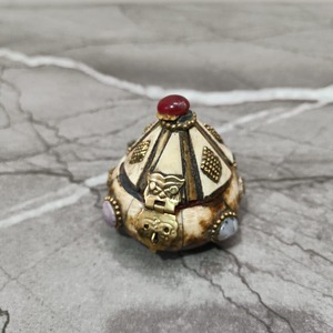 FAIZA CRAFT Oriental Carved Bone Jewelry Box Round Eco-Friendly <b>Storage</b> <b>Chest</b> with Gemstone Accents for Bedroom Living Room Use - Product Image 1