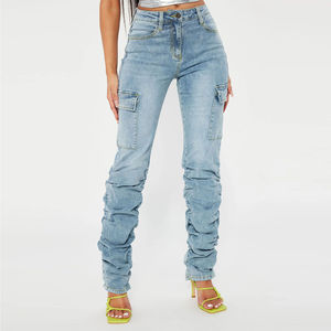 Jeans en coton pour femmes de haute qualité à bas prix, taille haute, sexy, extensibles, respirants, leggings skinny, jeans en denim, logo personnalisé - Product Image 1