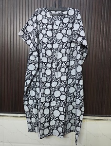 Camisón largo de algodón con estampado floral para mujer, cuello en V, manga corta, ropa de dormir de verano, tejido suave y transpirable - Product Image 5