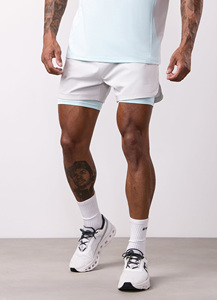 Shorts de sport personnalisés pour hommes de qualité supérieure, 2 en 1, double couche, pour la course à pied et l'entraînement, avec compression interne et cordon de serrage élastique à la taille - Product Image 2
