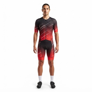 Conjunto de Ciclismo Unisex de Manga Corta, Azul, Blanco y Rojo, con Estampado por Sublimación, Transpirable, para Ciclismo de Carretera - Product Image 3