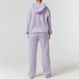 Conjunto Deportivo de Invierno Personalizado para Mujer, Sudadera con Capucha y Pantalones de Felpa, con Parches de Diamantes de Imitación, 100% Algodón, Venta al Por Mayor - Product Image 2