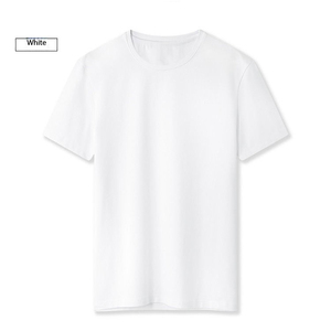Camiseta de Manga Corta de Algodón Lisa para Hombre, Cuello Redondo, Corte Regular, Color Sólido, Ropa Casual, Negra, Blanca, Tejido de Punto Jersey - Product Image 3